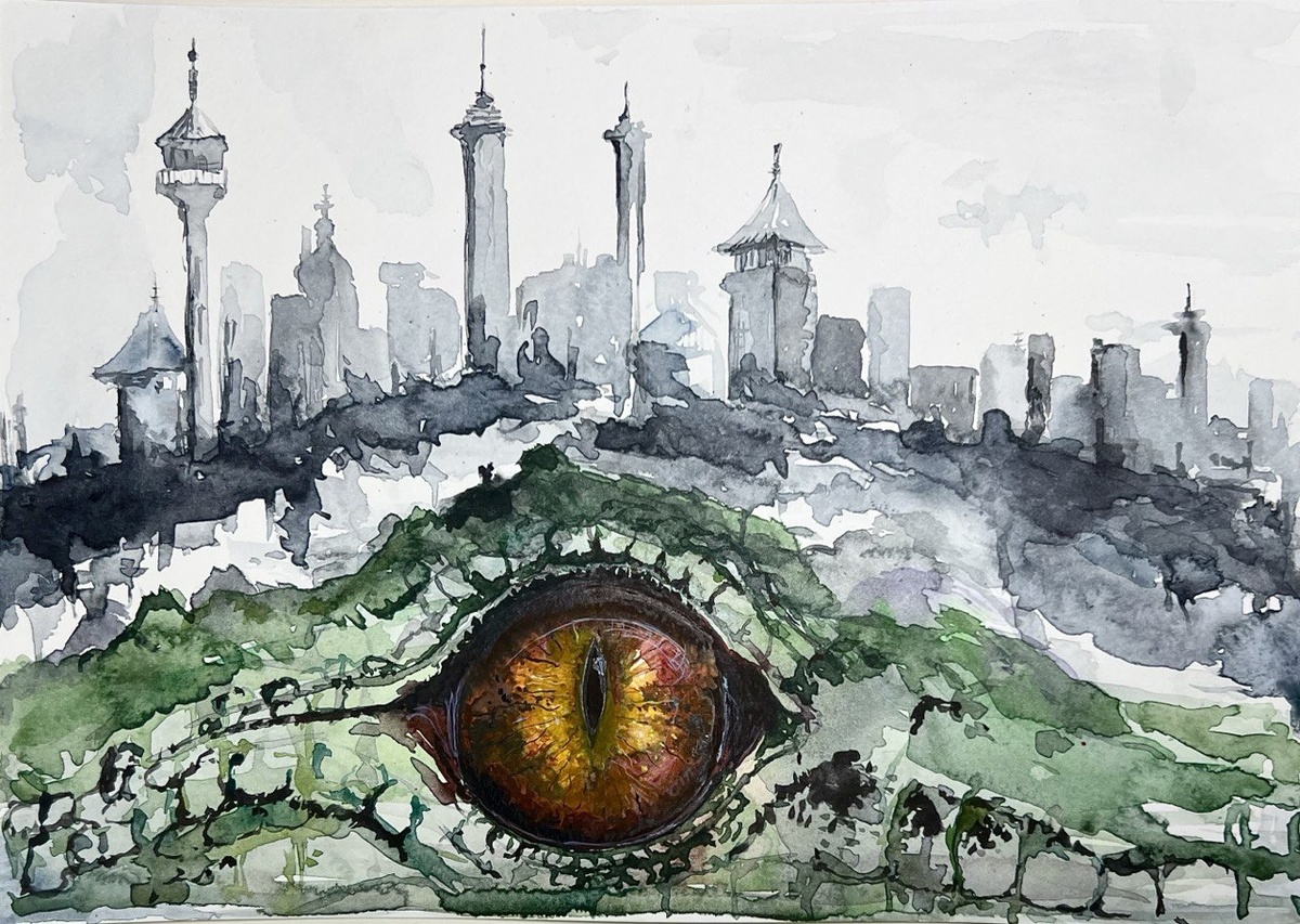 Нартина "Каменные джунгли" (акварель) художника RoyalKAPE, была оцифрована автором и продана на аукционе Salvor.