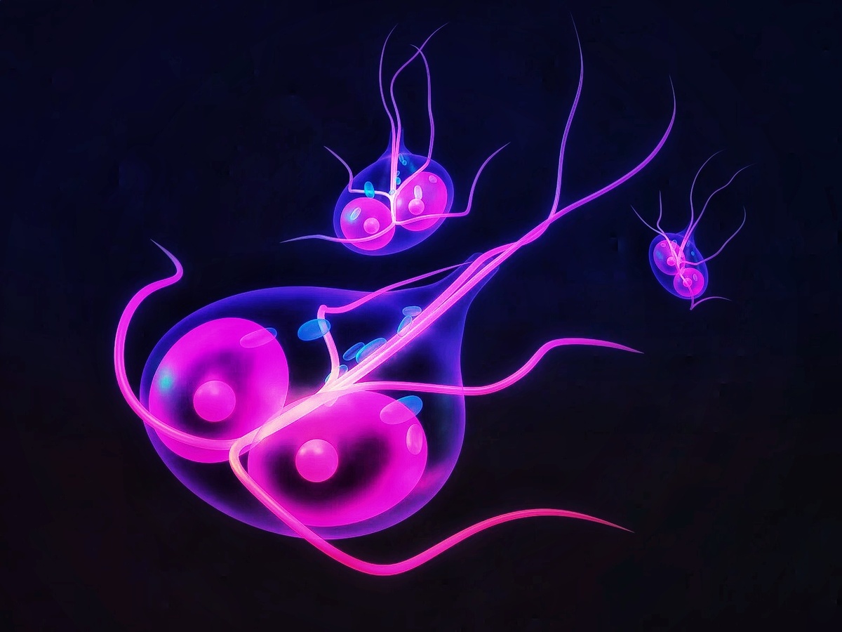 Внешний вид лямблии на стадии трофозоита (вегетативная форма)