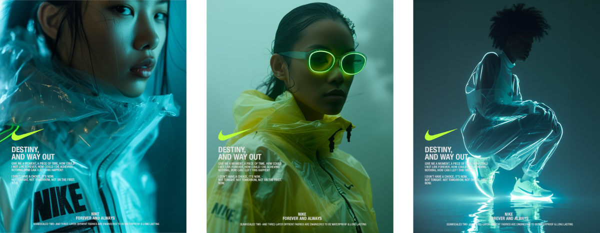 Концептуальная кампания Neon от NIKE, созданная с помощью Midjourney AI.