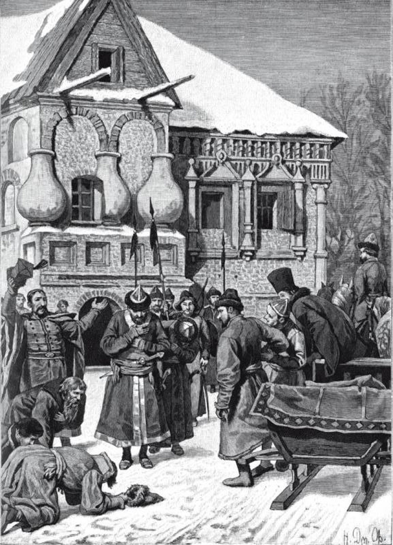 Картина Н. Д. Дмитриева-Оренбургского. «Прибытие Дмитрия самозванца в Калугу после бегства из Тушина»