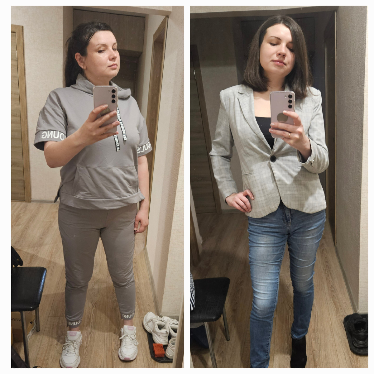 Незадолго до похудения май 2024 и январь 2025. 