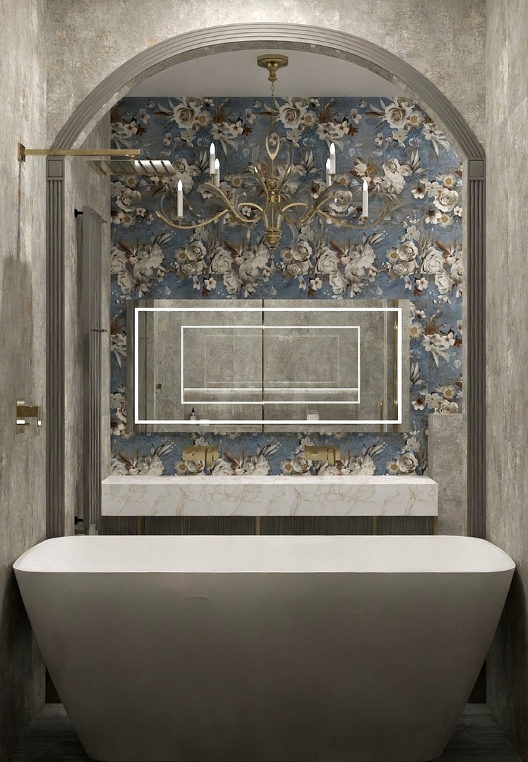 Проект «Дали Керамика», отдельностоящая ванна в интерьере ванной