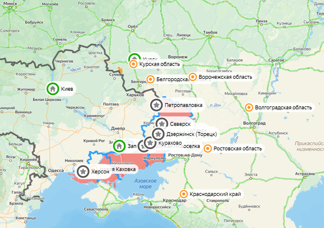Карта СВО на 31 января. Фото: скриншот Яндекс Карты