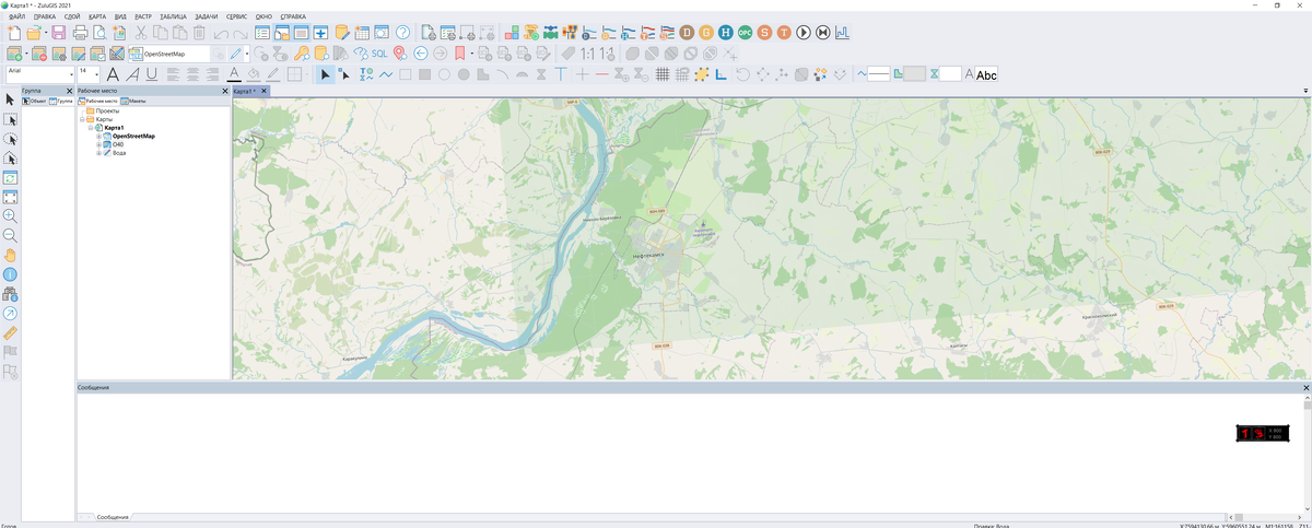 Г.Нефтекамск в интерфейсе ZuluGIS 2021