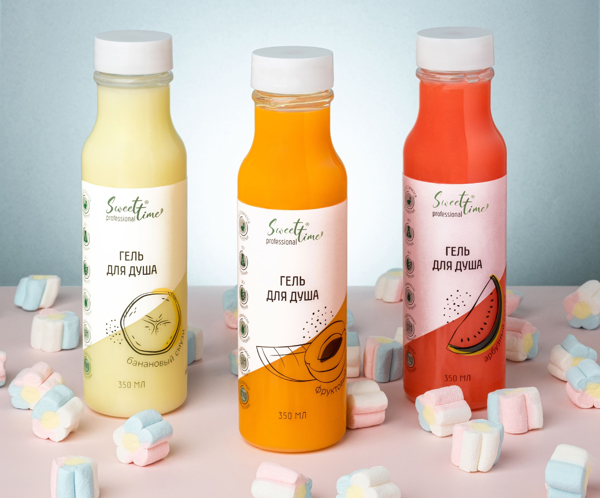 Деликатные эко-гели для душа Sweet Time Professional