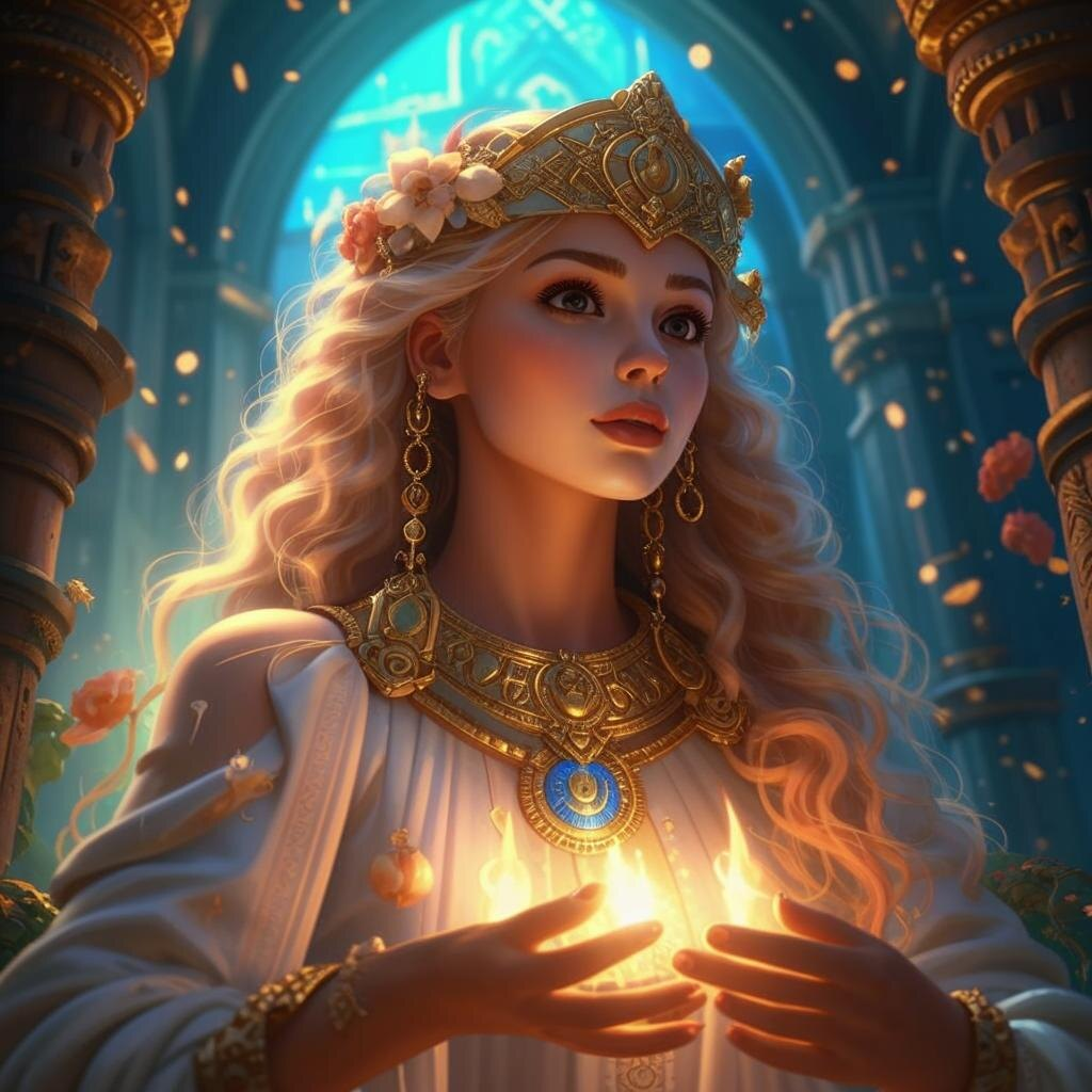 Изображение жрицы от Kandinsky by Sber AI