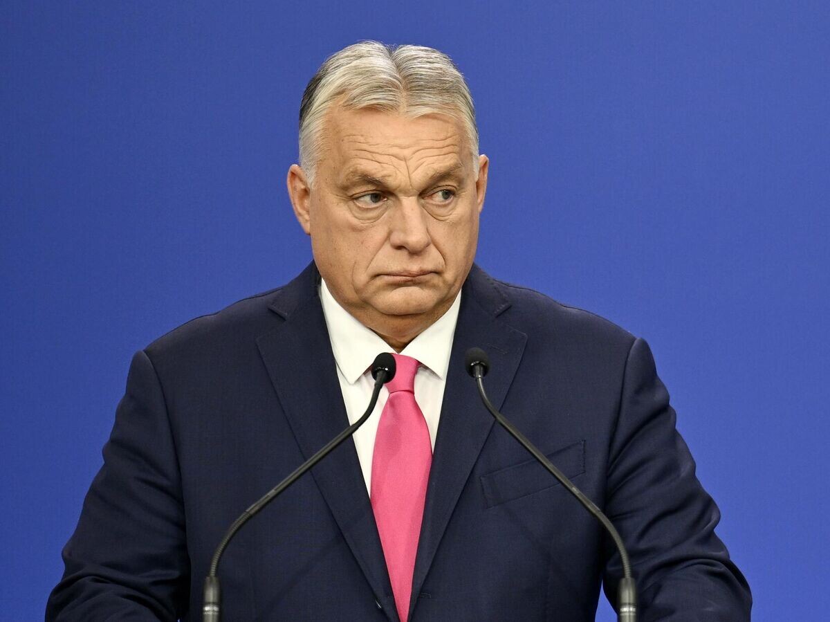    Премьер-министр Венгрии Виктор Орбан во время пресс-конференции в рамках саммита Европейского политического сообщества в Будапеште© AP Photo / Denes Erdos