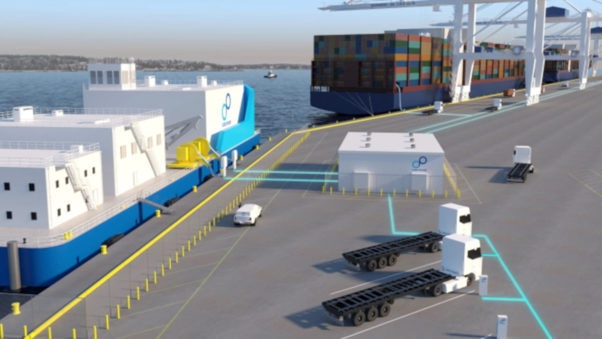    Визуализация плавучей АЭС для морского порта, ,