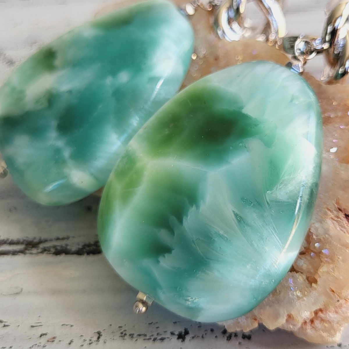 Крупные серьги из ларимара