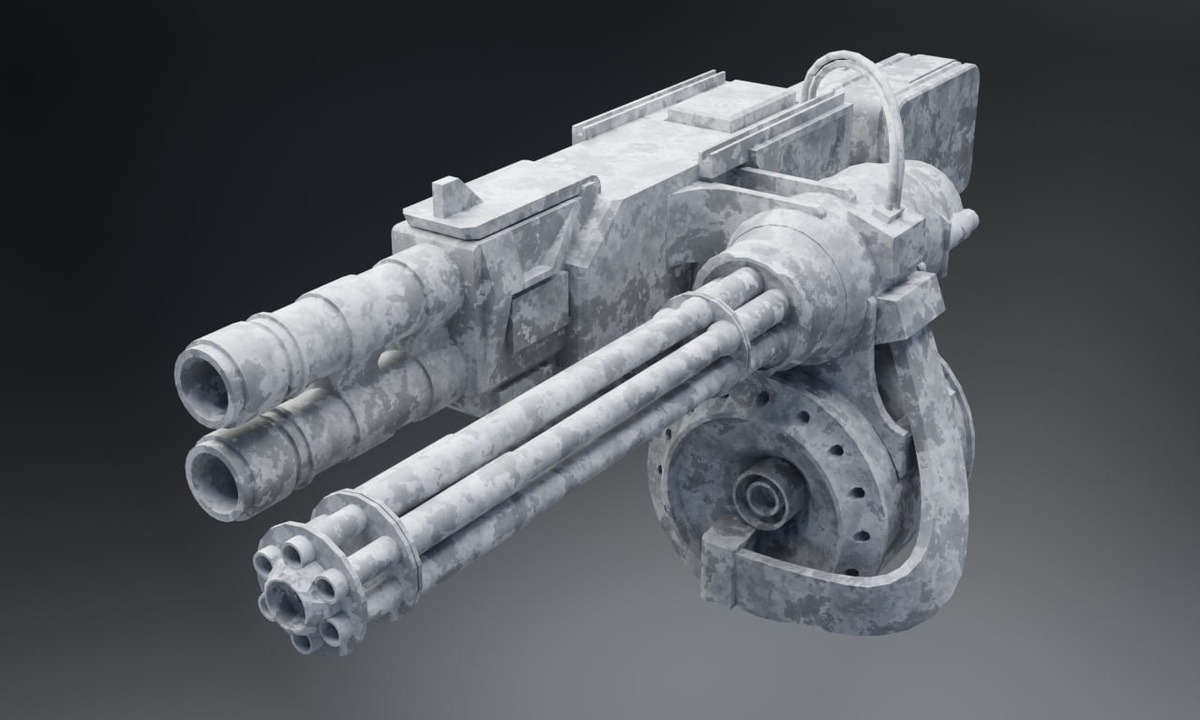 3D-модель пулемета (сделана в ходе прохождения курса по Блендер без готовых текстов).