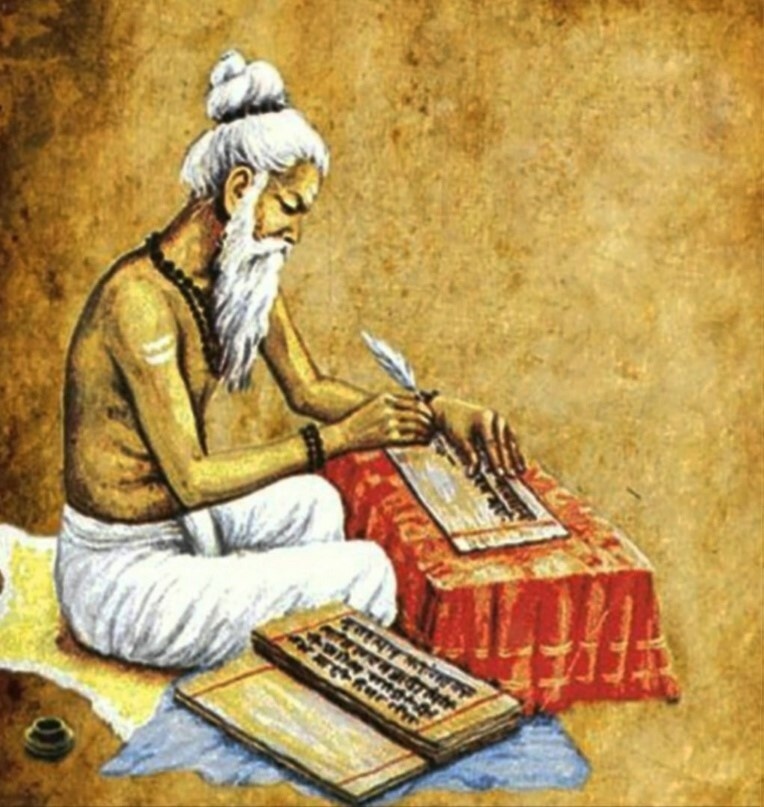 Фото взято из yogavesna. Патанджали работает над сутрами. 