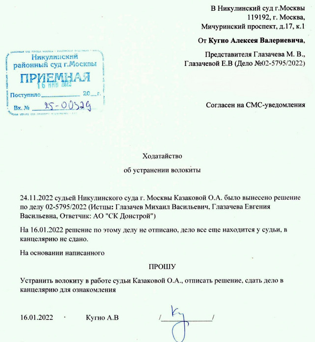 Ходатайство об устранении волокиты