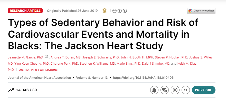Виды малоподвижного образа жизни и риск сердечно-сосудистых заболеваний и смертности