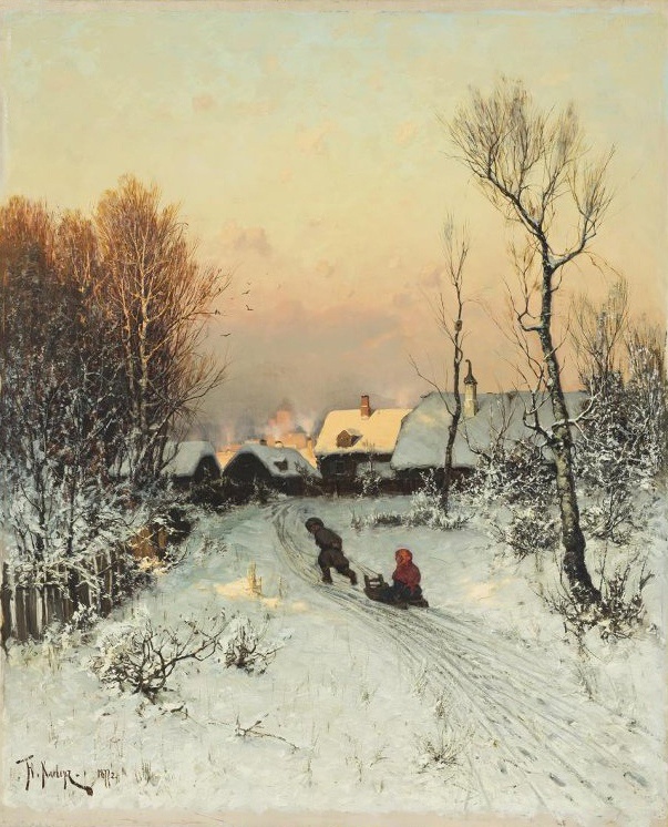 "Зимний пейзаж", 1877 год. Холст, масло 91,7 х 76 см