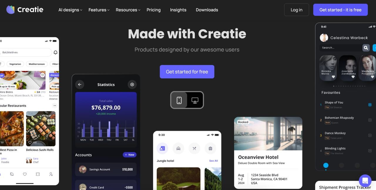 Пример сервиса для создания и редактирования интерфейса с использованием искусственного интеллекта.