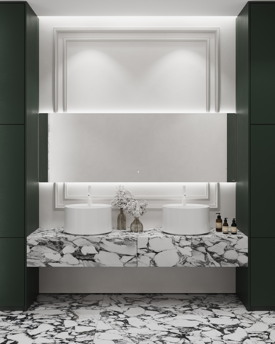 Накладные раковины ARMONIA ROUND и зеркало OMBRA