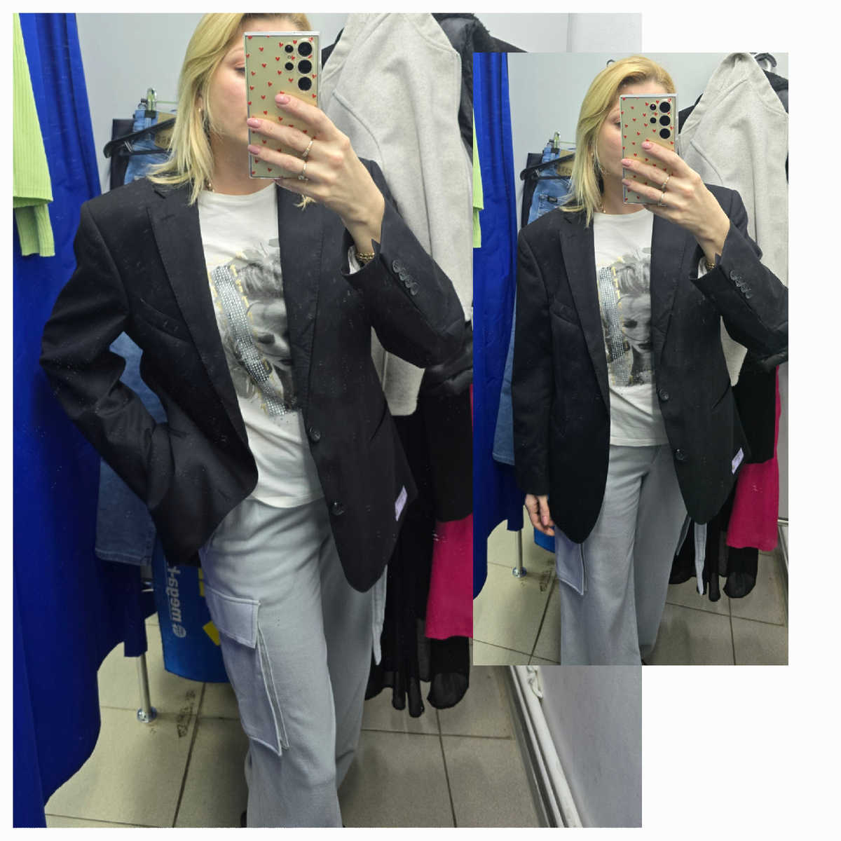 Шерсть 100 %. Сел идеально,  всё как я люблю.  Естественно я его взяла. 