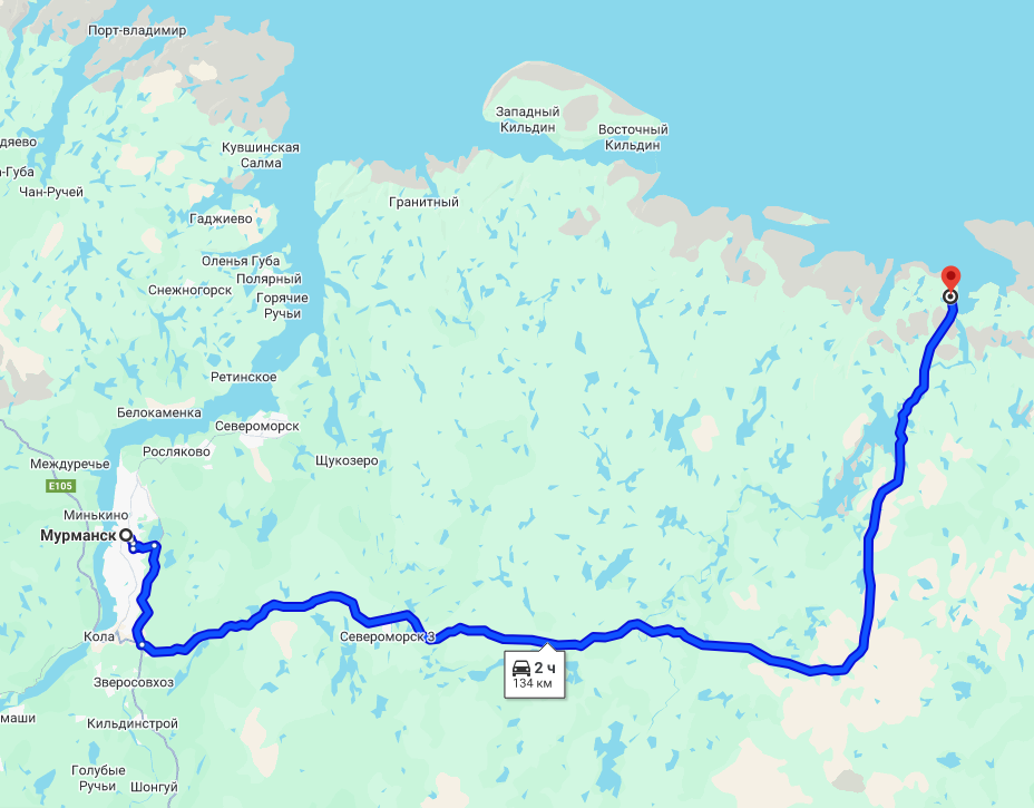 Териберка на карте