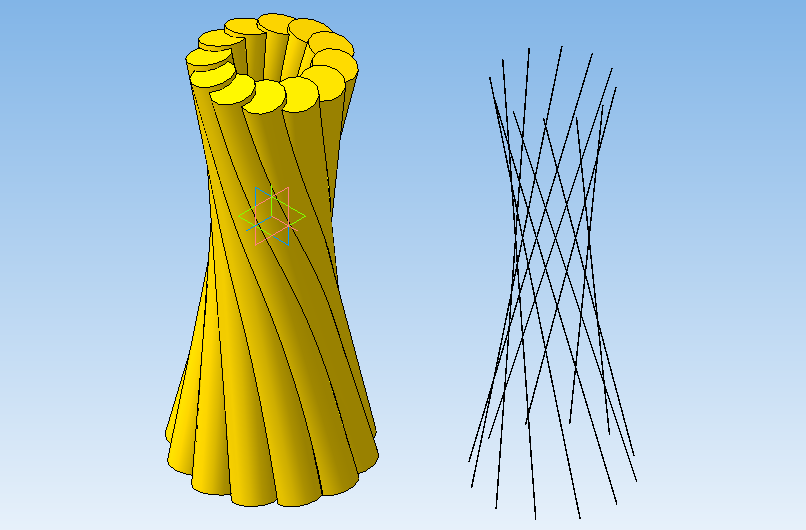 Стойка из двенадцати брусков. Справа как выглядят их (брусков то есть) оси.