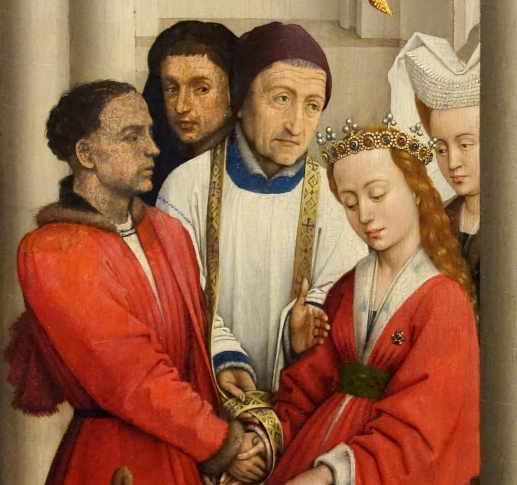 Брак. Деталь “Алтаря семи таинств” Рогира ван дер Вейдена.