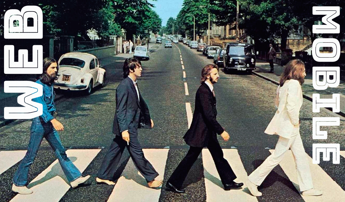 группа Beatles возле студии звукозаписи Abbey Road