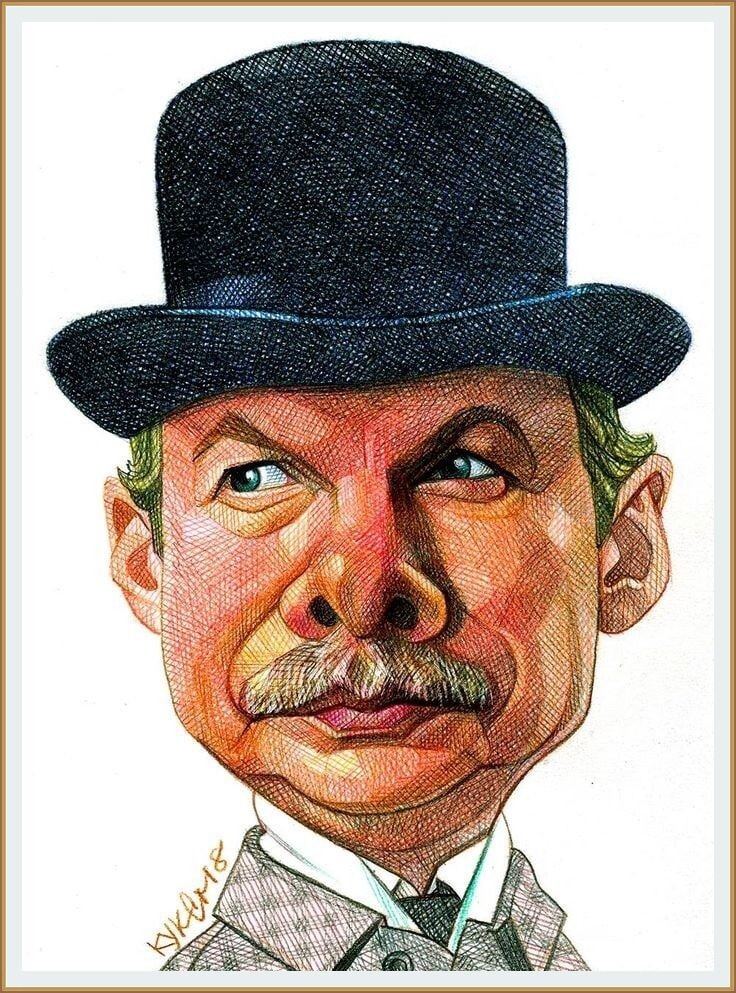 ШАРЖ НА СОВЕТСКОГО АРТИСТА ТЕАТРА И КИНО ВИТАЛИЯ СОЛОМИНА ОТ ХУДОЖНИКА-КАРИКАТУРИСТА КОНСТАНТИНА КУКСО