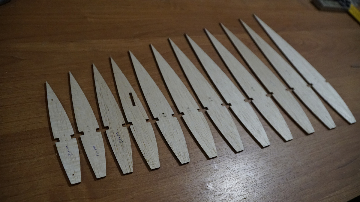 Готовый комплект нервюр на одну консоль крыла