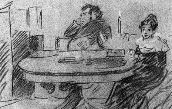 Крылов Иван Андреевич и Фурман Анна Федоровна. Рисунок О. А. Кипренского 