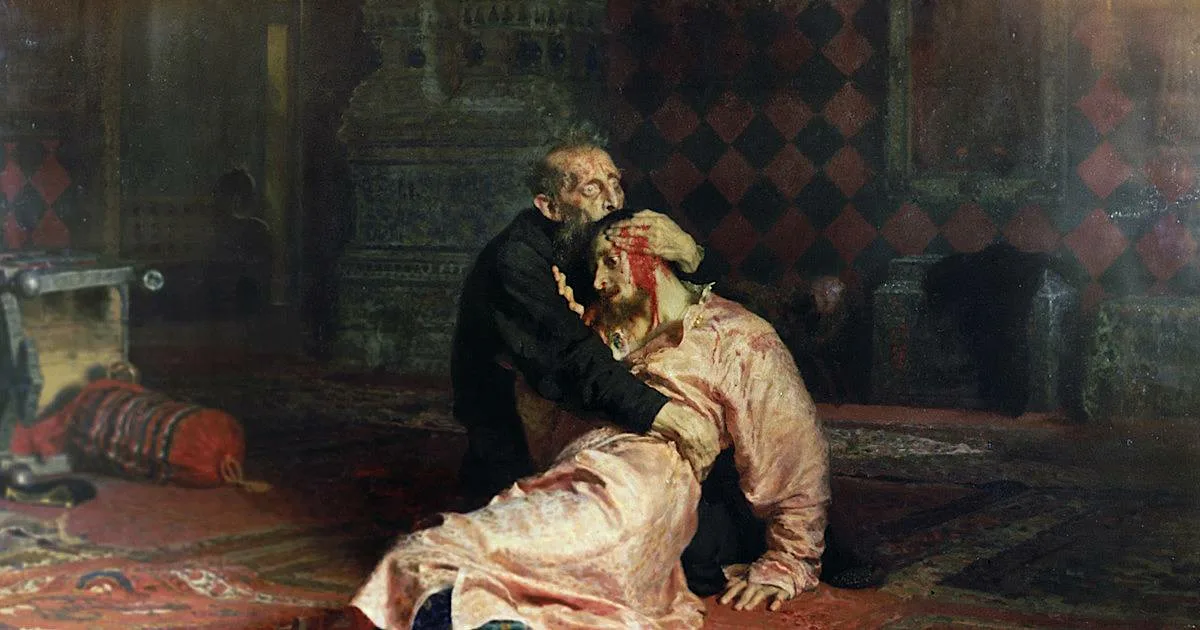 Иван Грозный убивает своего сына ( художник Репин)