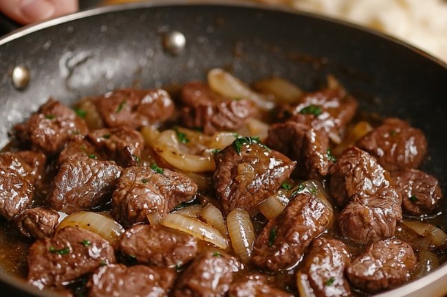    Говяжья печень в сметане с луком, пошаговый рецепт с фото