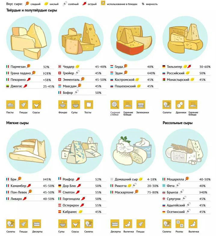 Виды сыра и их использование в кулинарии