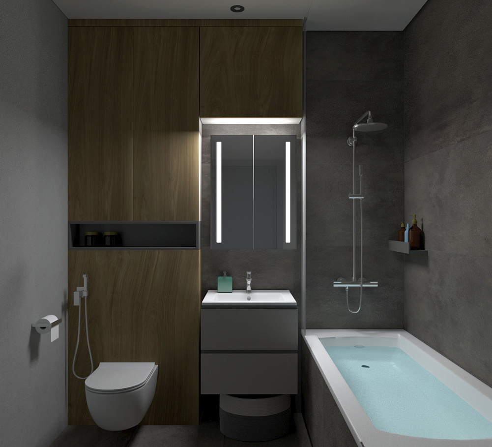 Подсветка от зеркала, освещающая лицо.