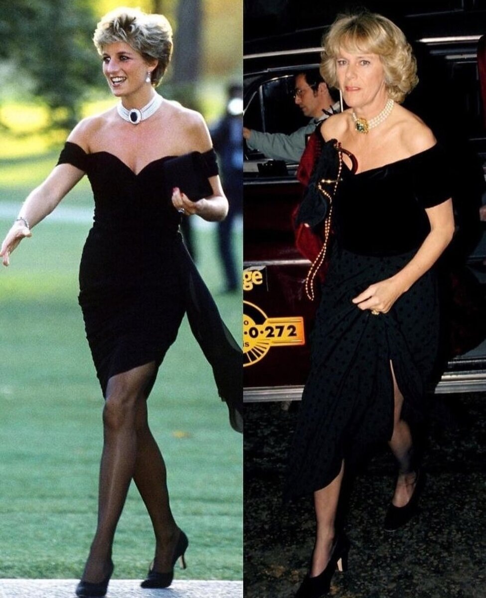 Вызвавшая шквал критики попытка Камиллы Паркер-Боулз повторить стиль принцессы Дианы в 1995 году, за 2 года до гибели первой супруги принца Чарльза.