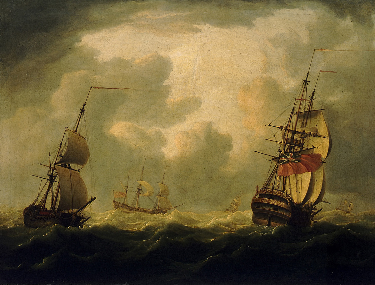 Бомбардирский корабль середины XVIII века. Brooking, Charles. BHC1032. National Maritime Museum, Greenwich, London