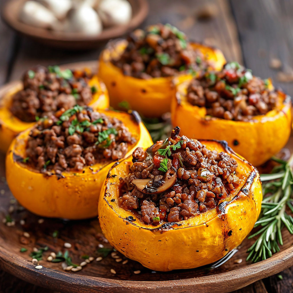 Аппетитные кабачковые лодочки с фаршем и грибами 