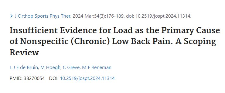 Недостаточно доказательств в пользу нагрузки как основной причины неспецифической (хронической) боли в пояснице.