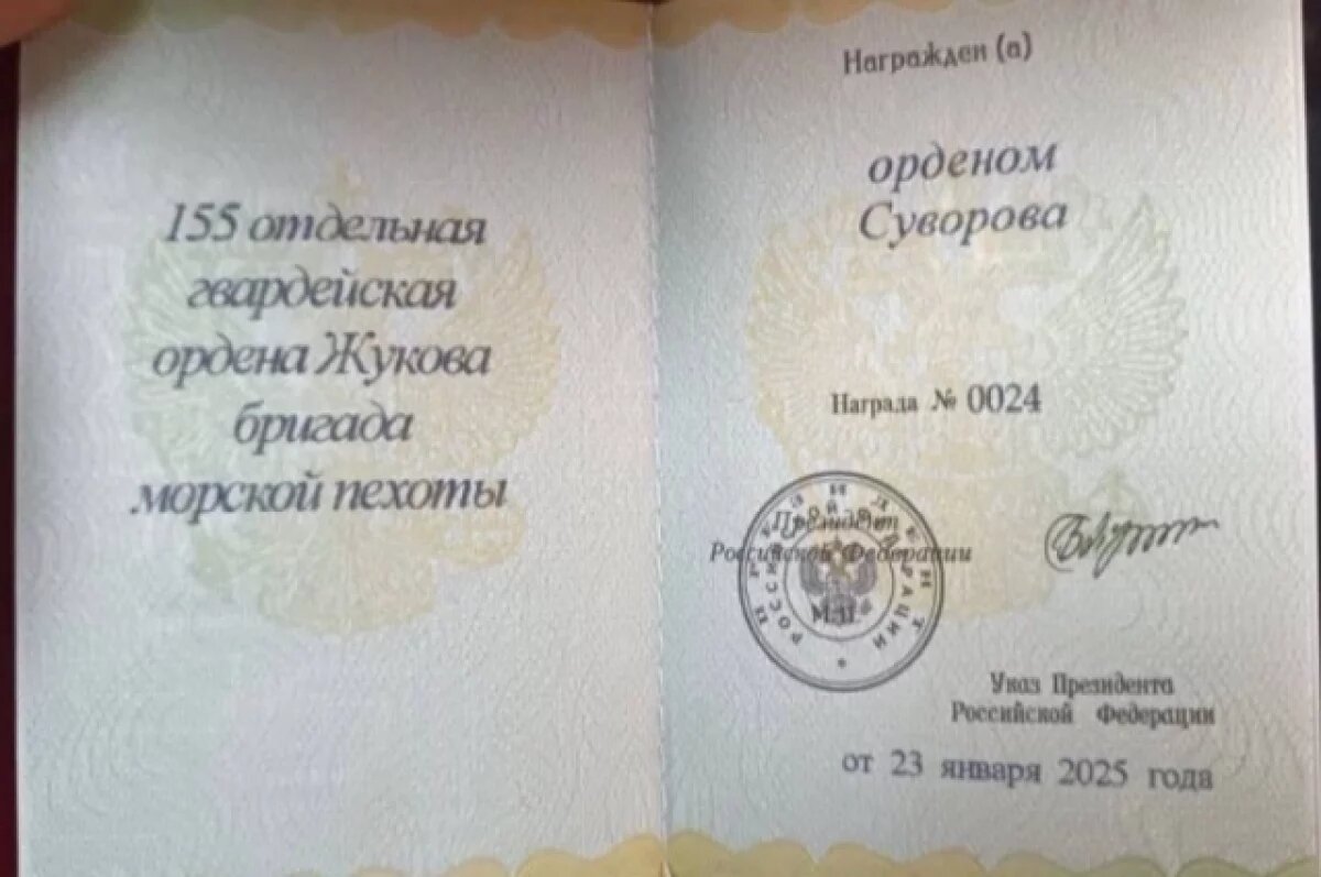    За исключительный героизм: морскую пехоту ТОФ наградили орденом Суворова