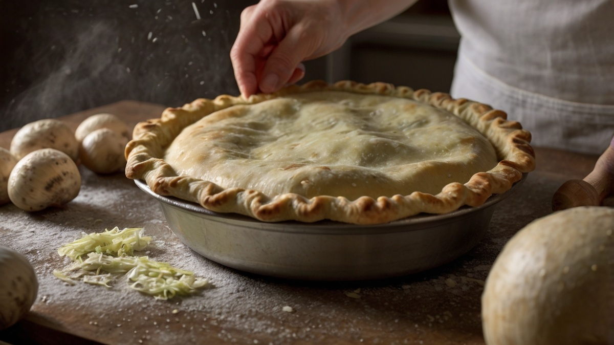 Пирог с грибами и капустой