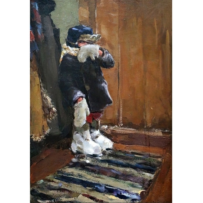 Виктор Козлов. Нагулялся. 1961. Холст, масло.  68 х 48. Чувашский государственный художественный музей