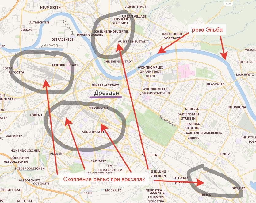 Чёткие ориентиры Дрездена  для авиации. Аппликация Автора