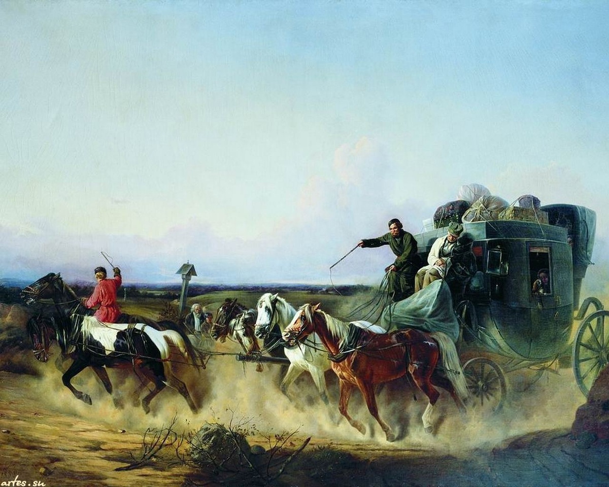 Николай Егорович Сверчков (1817-1898). Помещица в пути (1855)