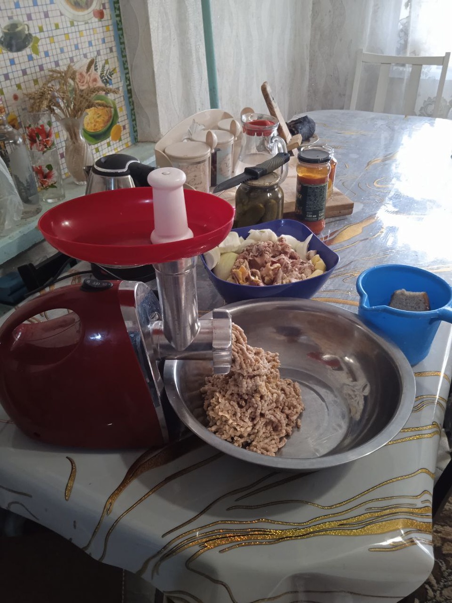 Перемолола мясо на котлеты.