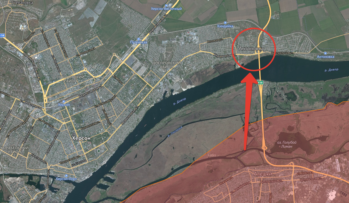 Операции ВС РФ проходили в Антоновке близ Херсона