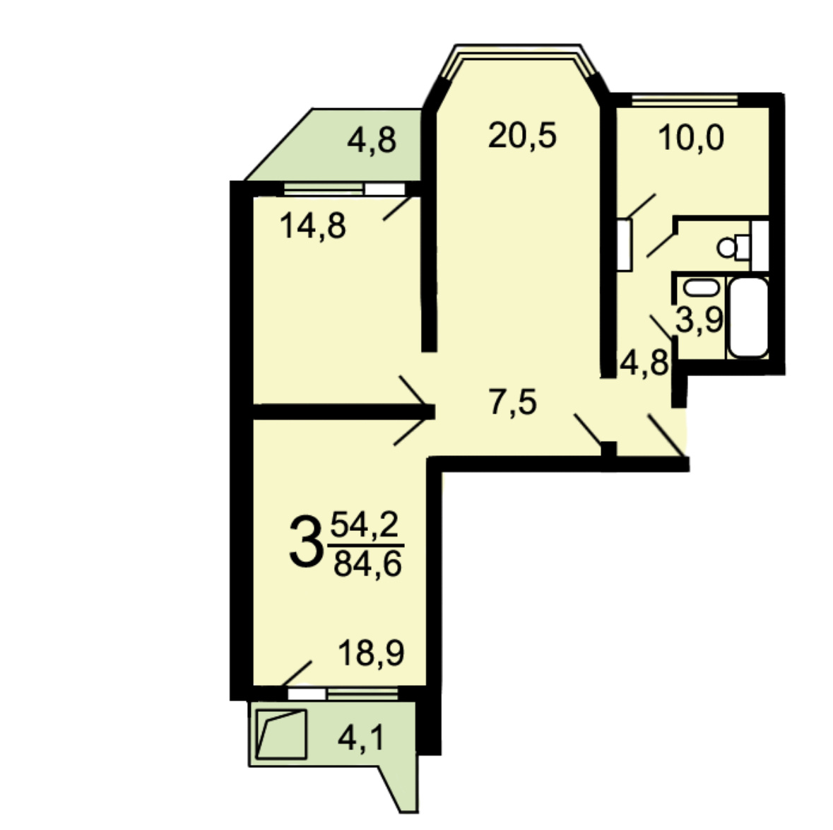 Одна из самых удачных «трешек», на мой взгляд. Дом серии П44Т. 