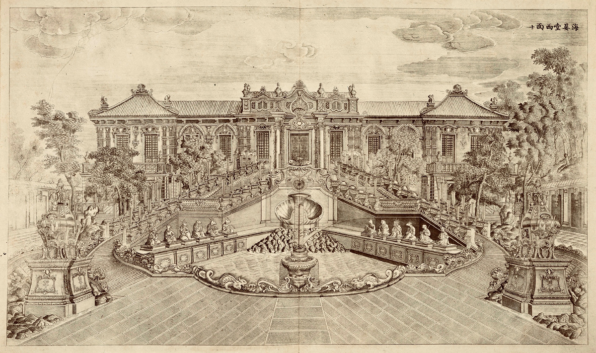 Летний дворец Юаньминъюань, Пекин, рисунок XIX века