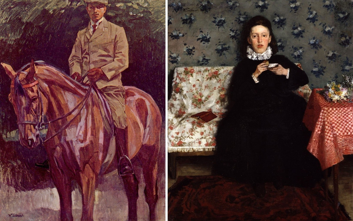 Слева: Портрет всадника. Собрание Германа Набеля. Берлин. Справа: На диване.