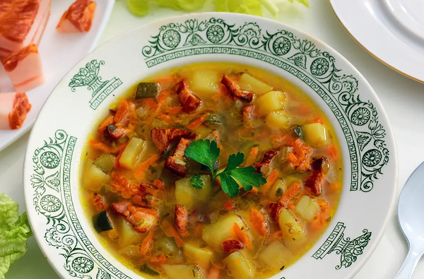 Овощной суп с грудинкой