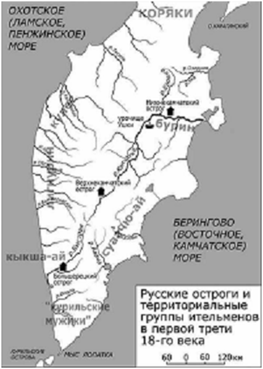 Карта Камчатки того времени