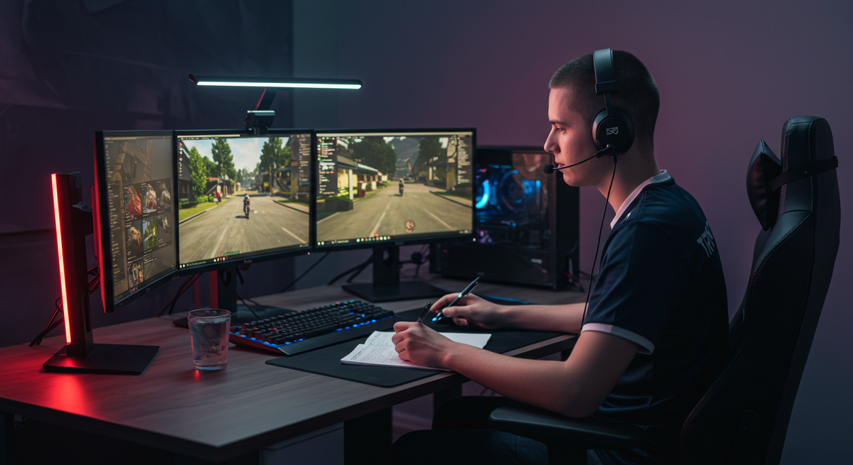 "Профессиональный геймер, тестирующий видеоигру
