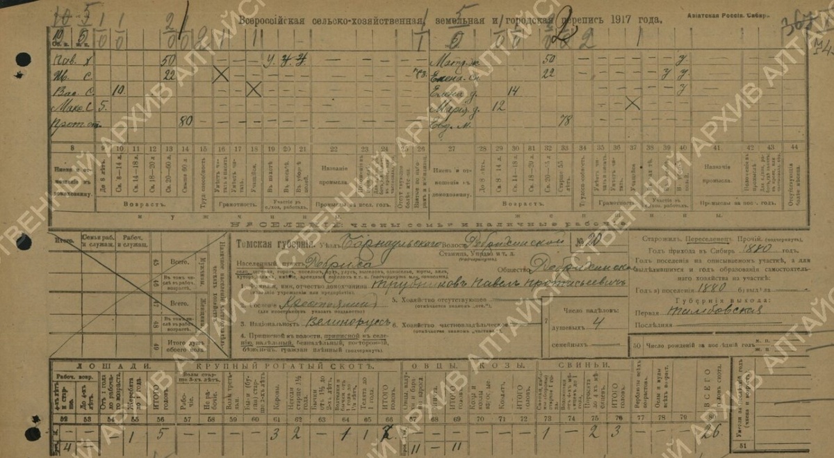 Анкета С/х переписи 1917 г - Трубников Павел Протасович